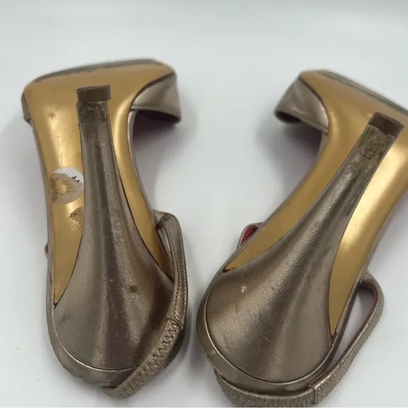 Salvatore Ferragamo Batticuore Bijoux Napa Calf Leather Heels Gold 10 Jeweled