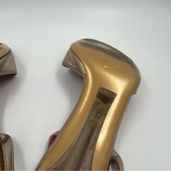 Salvatore Ferragamo Batticuore Bijoux Napa Calf Leather Heels Gold 10 Jeweled