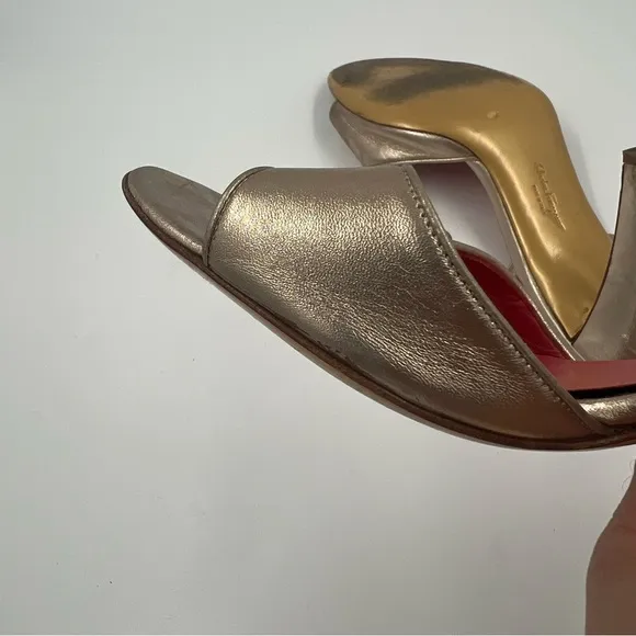 Salvatore Ferragamo Batticuore Bijoux Napa Calf Leather Heels Gold 10 Jeweled