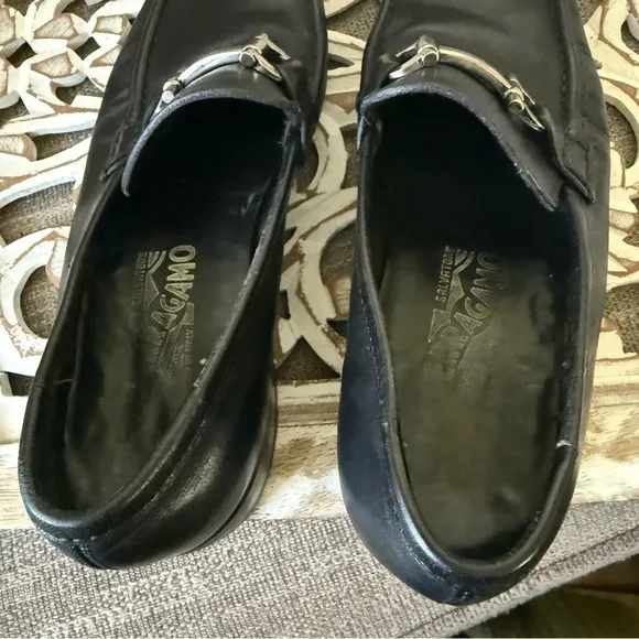 Salvatore Ferragamo Black Leather Loafers Shoes Men’s 7.5