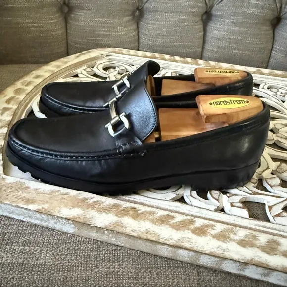 Salvatore Ferragamo Black Leather Loafers Shoes Men’s 7.5