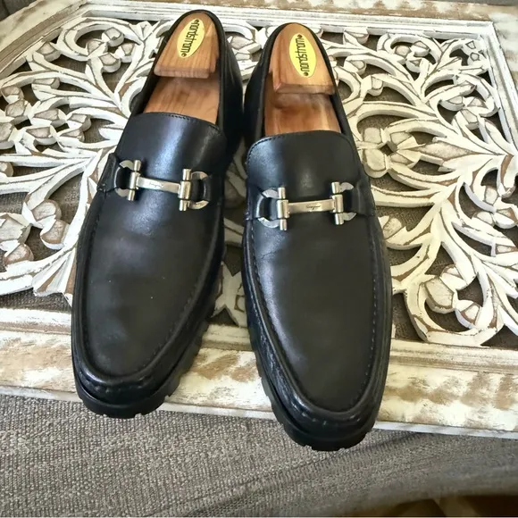Salvatore Ferragamo Black Leather Loafers Shoes Men’s 7.5