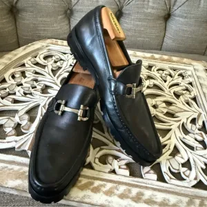 Salvatore Ferragamo Black Leather Loafers Shoes Men’s 7.5