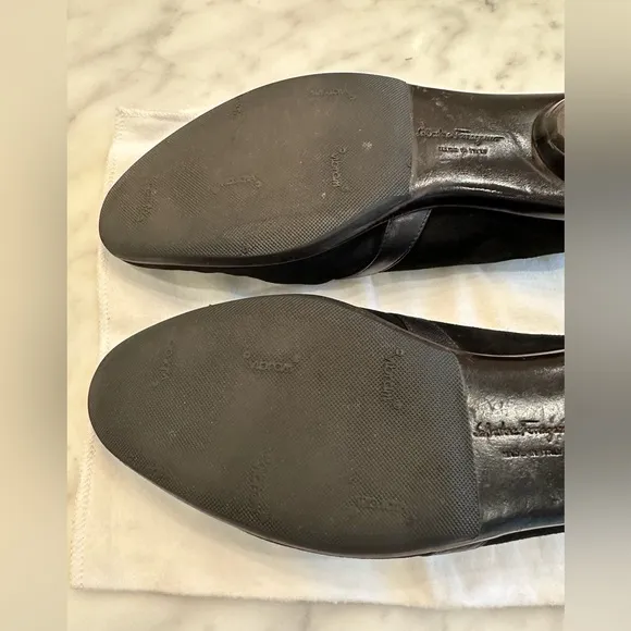 SALVATORE FERRAGAMO Black Suede Women’s Shoes - SIZE 7.5