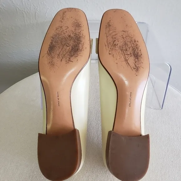 Salvatore Ferragamo Bone Calf Vera Gossamer Bow Gold Buckles