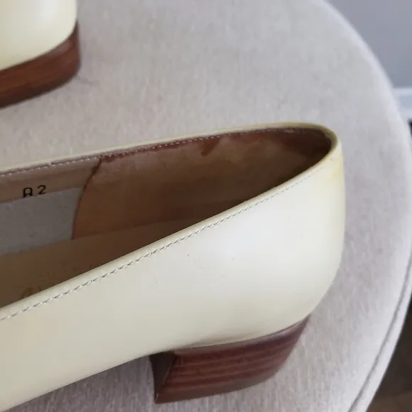 Salvatore Ferragamo Bone Calf Vera Gossamer Bow Gold Buckles