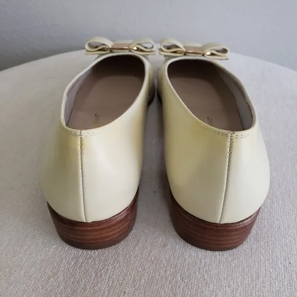 Salvatore Ferragamo Bone Calf Vera Gossamer Bow Gold Buckles