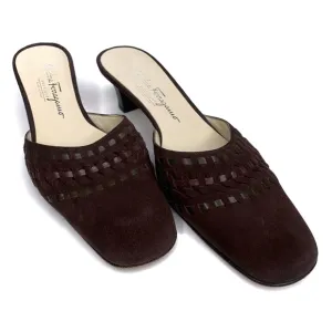 Salvatore Ferragamo Brown Suede Women’s Slip On Shoes