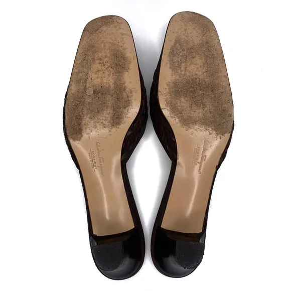 Salvatore Ferragamo Brown Suede Women’s Slip On Shoes