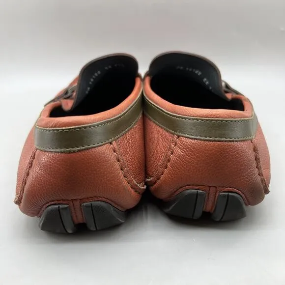 Salvatore Ferragamo Buckle Driving Loafers Men Size 11.5 EE Orange Leather Shoes