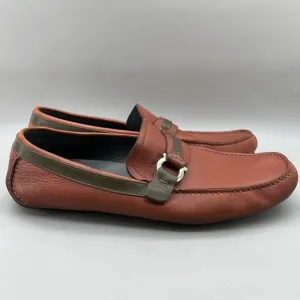 Salvatore Ferragamo Buckle Driving Loafers Men Size 11.5 EE Orange Leather Shoes