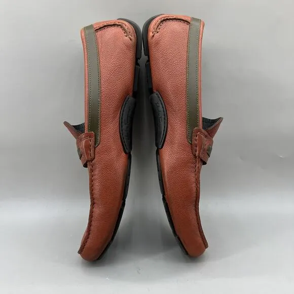 Salvatore Ferragamo Buckle Driving Loafers Men Size 11.5 EE Orange Leather Shoes