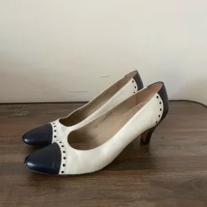 Salvatore Ferragamo Florence Italian Women Dress Shoes Heels Sz 9.5 Black/white