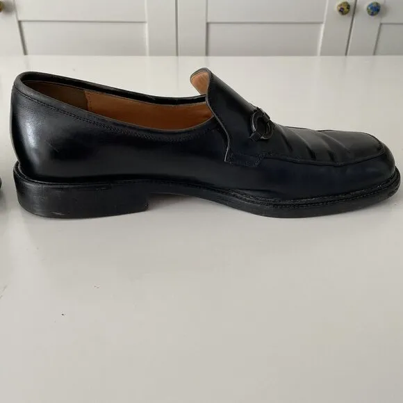 Salvatore Ferragamo Horsebit Loafers Mens Size 8 EE Black Leather Gancini Shoes