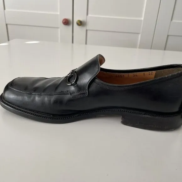 Salvatore Ferragamo Horsebit Loafers Mens Size 8 EE Black Leather Gancini Shoes