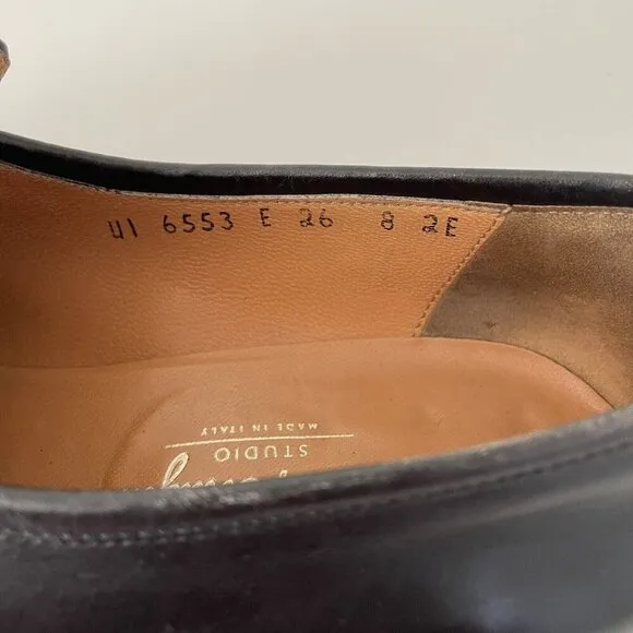 Salvatore Ferragamo Horsebit Loafers Mens Size 8 EE Black Leather Gancini Shoes
