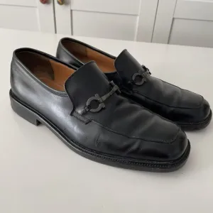 Salvatore Ferragamo Horsebit Loafers Mens Size 8 EE Black Leather Gancini Shoes