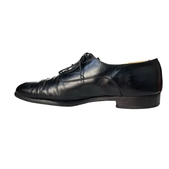 Salvatore Ferragamo Men’s Black Leather Cap Toe Oxford Dress Shoes Size 10.5 D
