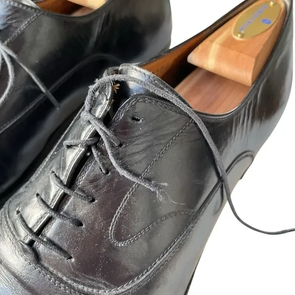 Salvatore Ferragamo Men’s Black Leather Cap Toe Oxford Dress Shoes Size 10.5 D