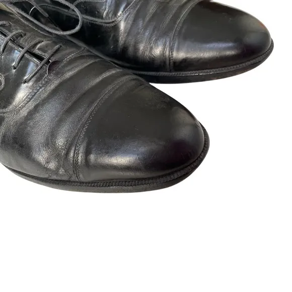 Salvatore Ferragamo Men’s Black Leather Cap Toe Oxford Dress Shoes Size 10.5 D