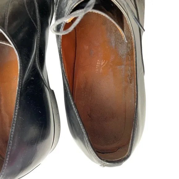 Salvatore Ferragamo Men’s Black Leather Cap Toe Oxford Dress Shoes Size 10.5 D