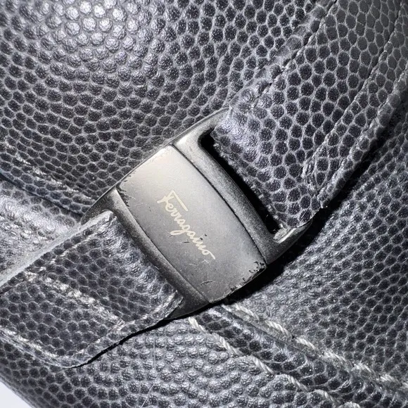 Salvatore Ferragamo Mens Black Leather Shoes‎ 10 EE Side Gancini Buckle Loafers