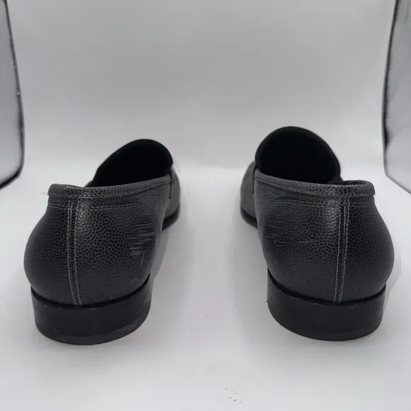 Salvatore Ferragamo Mens Black Leather Shoes‎ 10 EE Side Gancini Buckle Loafers