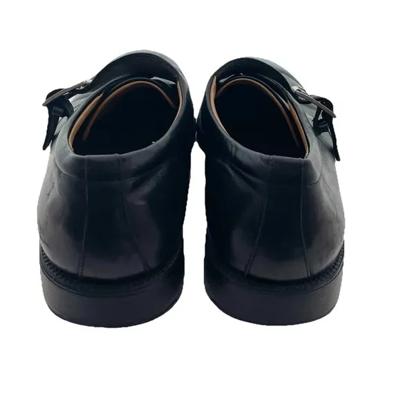 Salvatore Ferragamo Mens Black Leather Single Monk Buckle Dress Shoes Size 9.5D
