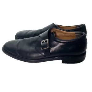 Salvatore Ferragamo Mens Black Leather Single Monk Buckle Dress Shoes Size 9.5D