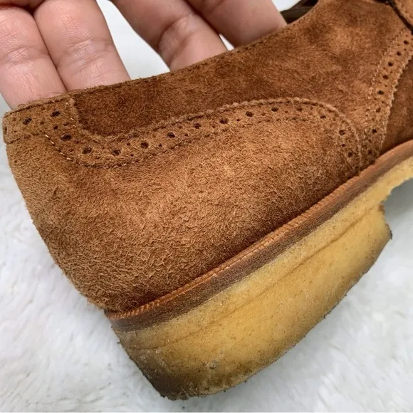 Salvatore Ferragamo Narrow Deauville Italy Smuff Suede Brown Shoes Size 7.5
