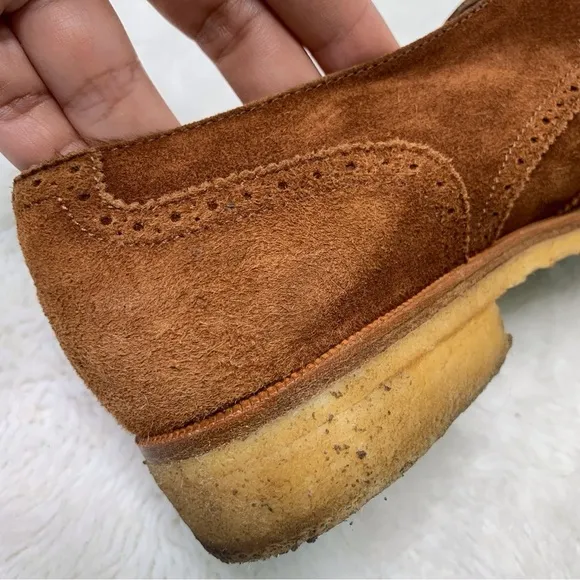 Salvatore Ferragamo Narrow Deauville Italy Smuff Suede Brown Shoes Size 7.5