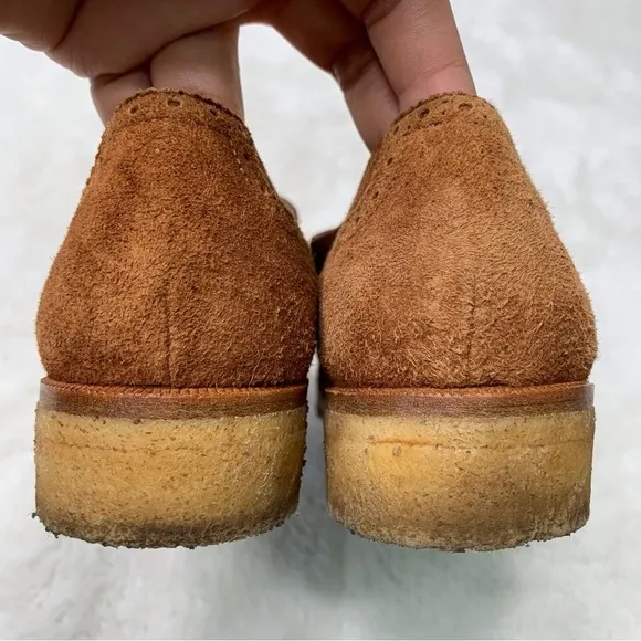 Salvatore Ferragamo Narrow Deauville Italy Smuff Suede Brown Shoes Size 7.5