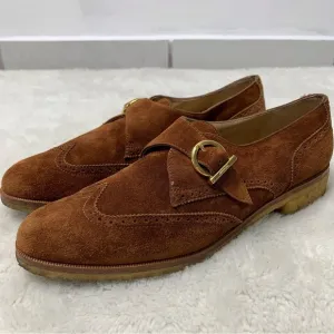 Salvatore Ferragamo Narrow Deauville Italy Smuff Suede Brown Shoes Size 7.5
