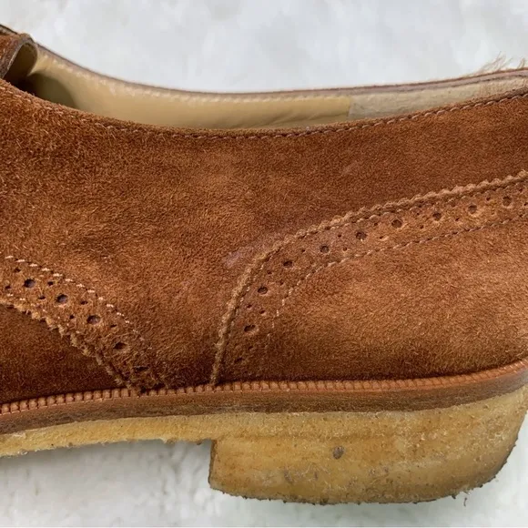 Salvatore Ferragamo Narrow Deauville Italy Smuff Suede Brown Shoes Size 7.5