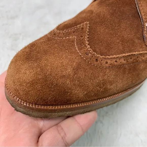 Salvatore Ferragamo Narrow Deauville Italy Smuff Suede Brown Shoes Size 7.5