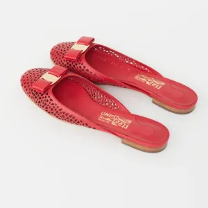 Salvatore Ferragamo Red Leather Flats