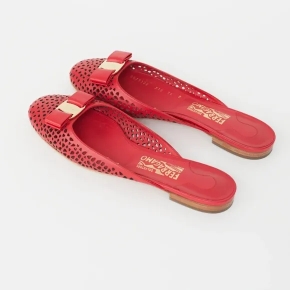 Salvatore Ferragamo Red Leather Flats