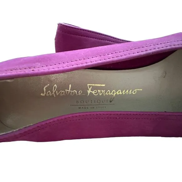 Salvatore Ferragamo Suede Ballet Flats Purple Magenta Size 8