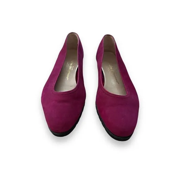Salvatore Ferragamo Suede Ballet Flats Purple Magenta Size 8