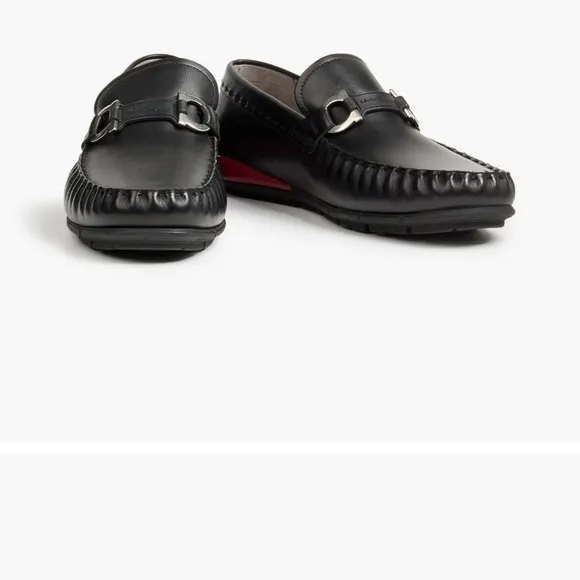 Salvatore Ferragamo Tasby Black Leather Loafers Driving shoes 7.5