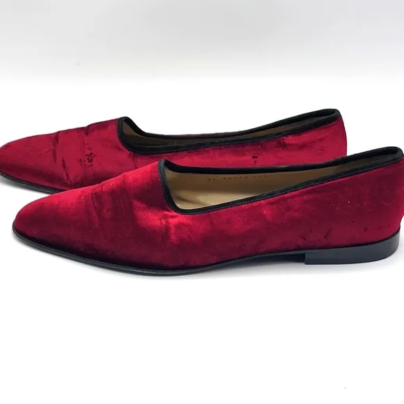 Salvatore Ferragamo Women's Red Velvet Loafers SIZE 9.5