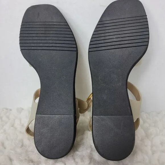 Salvatore Ferragamo Womens 6 B Sandals Tan Gold Leather Ankle Strap Open Toe