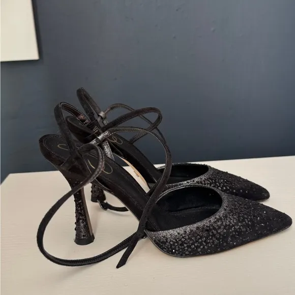 Sam Edelman Elegant sparkling Black Women's Heels with strap US 6