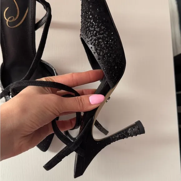 Sam Edelman Elegant sparkling Black Women's Heels with strap US 6