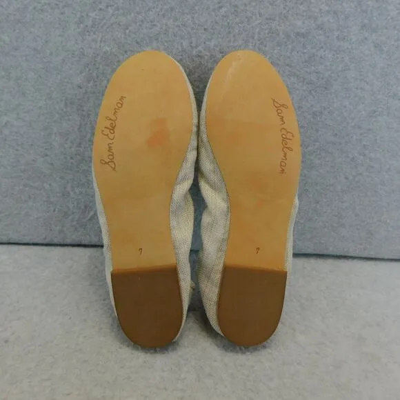 Sam Edelman Felicia Natural Gold Shimmery Linen Ballet Womens Size 7 Shoe