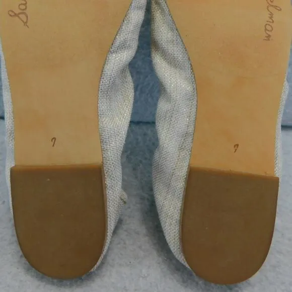 Sam Edelman Felicia Natural Gold Shimmery Linen Ballet Womens Size 7 Shoe