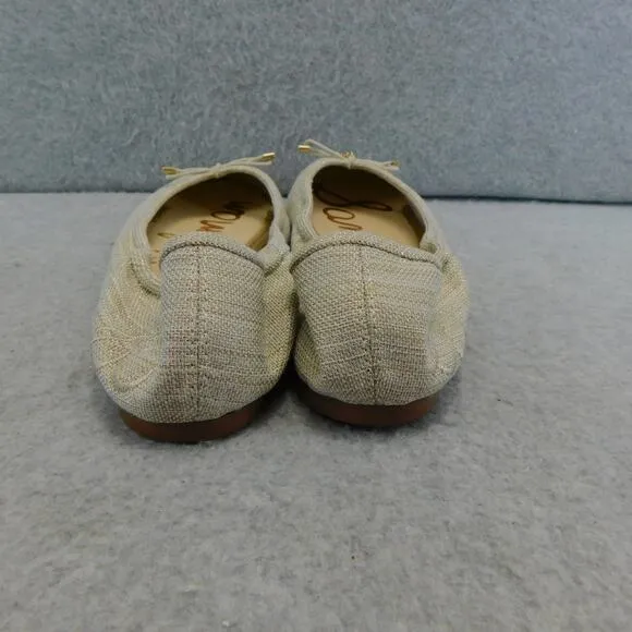 Sam Edelman Felicia Natural Gold Shimmery Linen Ballet Womens Size 7 Shoe