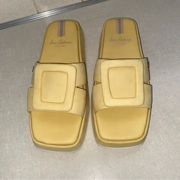 Sam Edelman New York, Wendy Sandals, Slides Yellow, Leather Upper, SZ 37 US 6.5