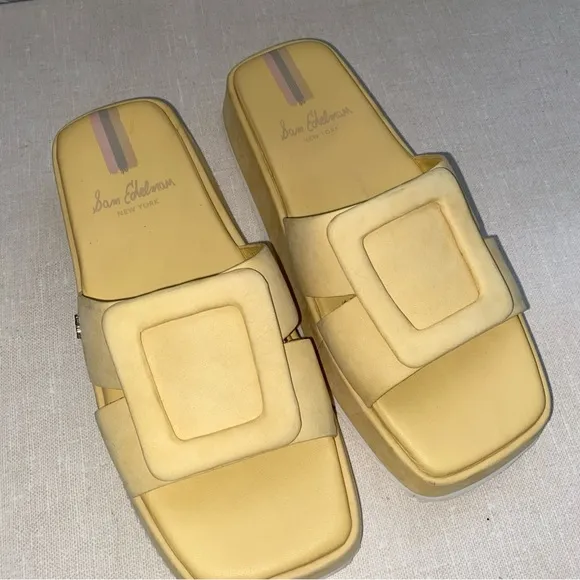 Sam Edelman New York, Wendy Sandals, Slides Yellow, Leather Upper, SZ 37 US 6.5