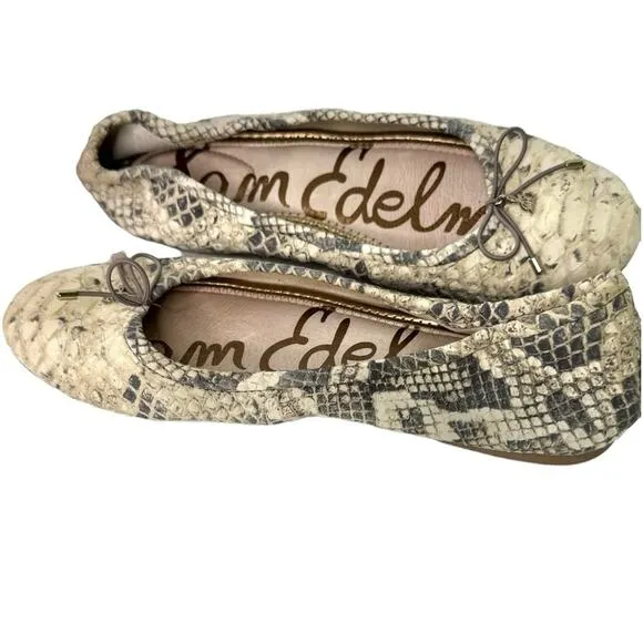 Sam Edelman Snake Print Ballet Flats Snake Print Leather Ballerina Shoes Size 7